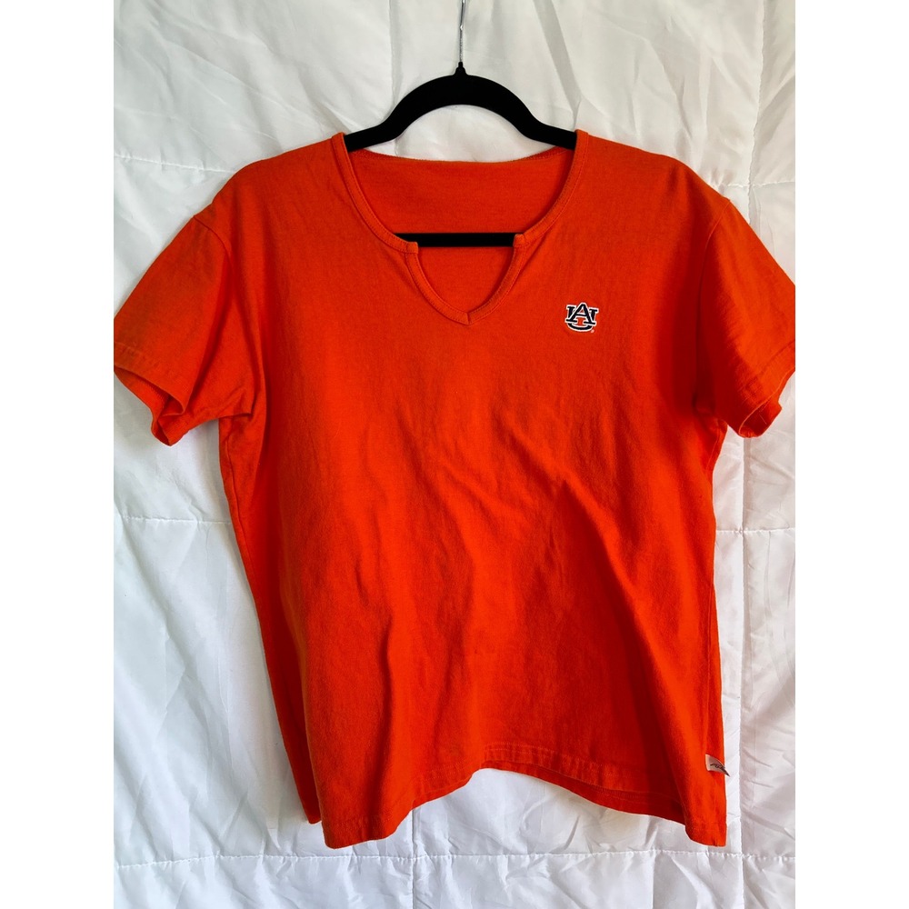 Auburn Tigers NCAA Orange V Neck T Shirt Womens Size M